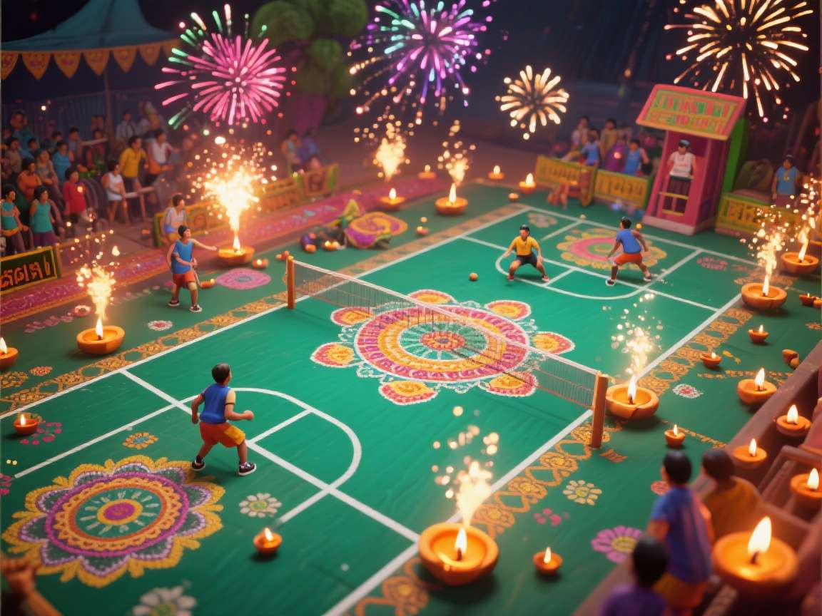 Urban Handball India Diwali Event Urban Handball India Diwali Event with lights and fireworks