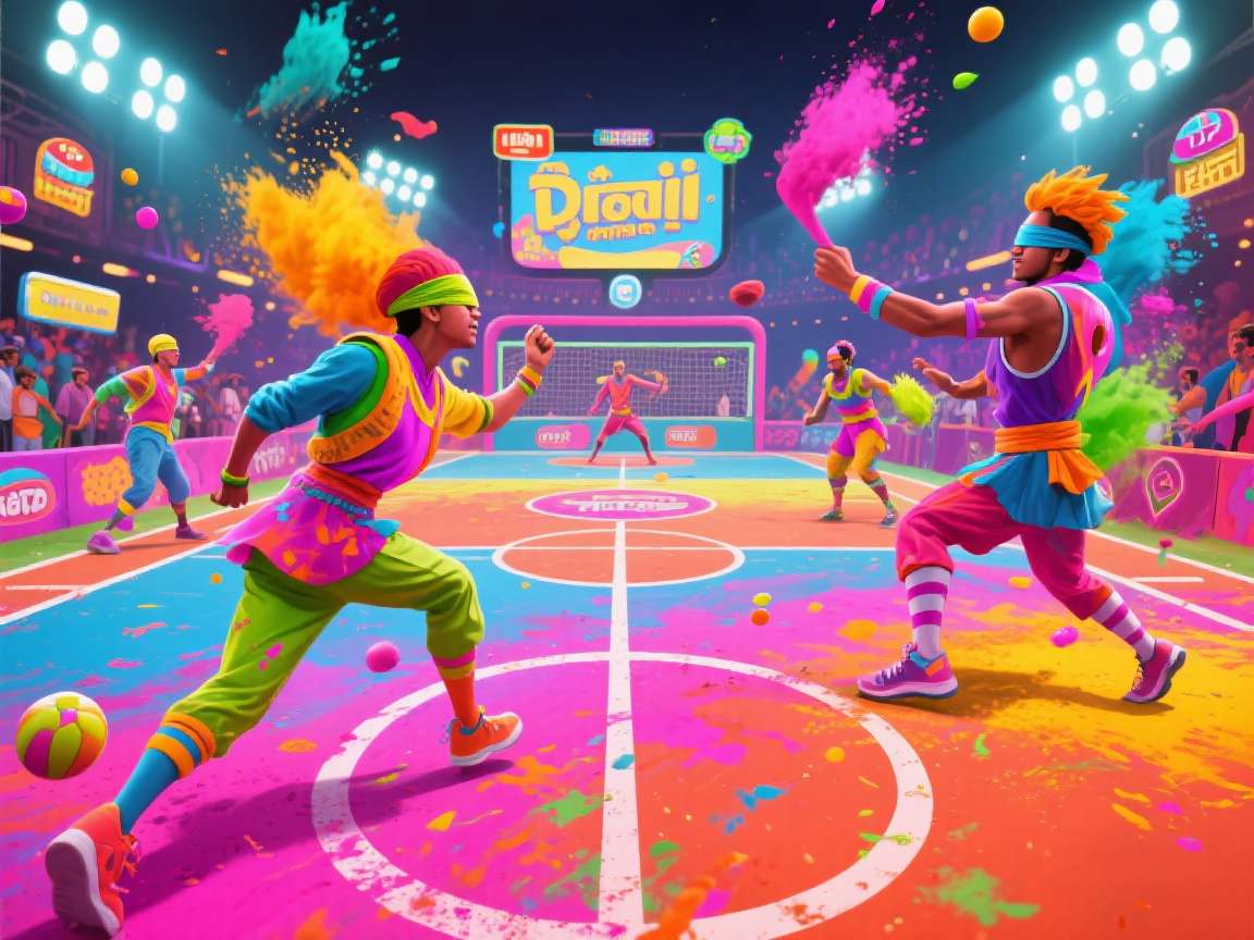 Urban Handball India Holi Event Urban Handball India Holi Event with colored courts and powder effects
